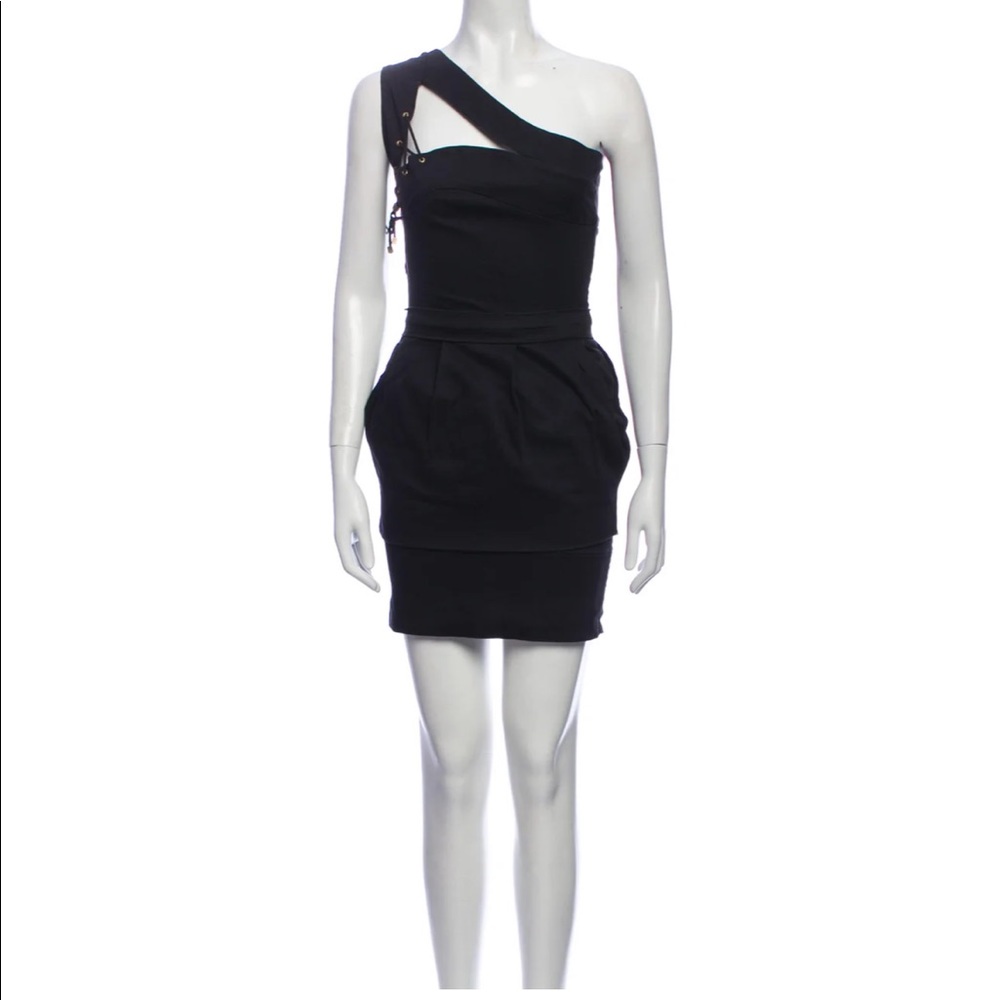 Preen by Thornton Bregazzi lace-up one shoulder mini dress